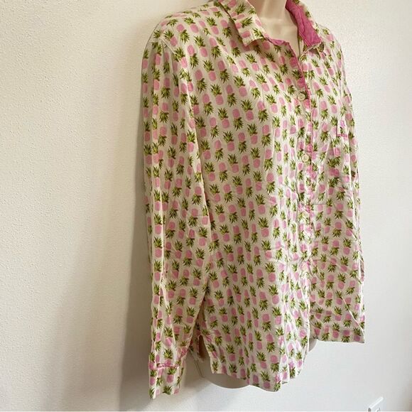 VICTORIAS SECRET Pineapple Print Button Front Pajama Top - Picture 3 of 11